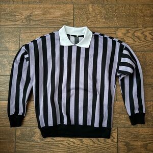 “Wednesday/Tim Burton Vibes” Purple/Black 🐦‍⬛ Vertical Striped Sweatshirt